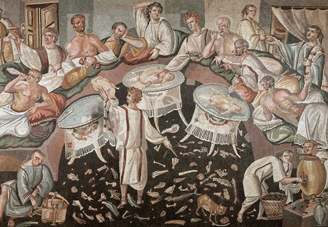 obraz historyczny pokazujące ludzi w trakcie uczty