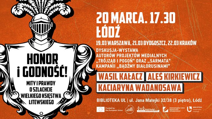 plakat wydarzenia, z datą spotkania i nazwiskami prelegentów